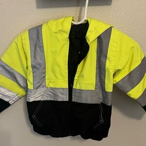 adidas High-Visibility Yellow & Black Kids Raincoat with Reflective Stripes